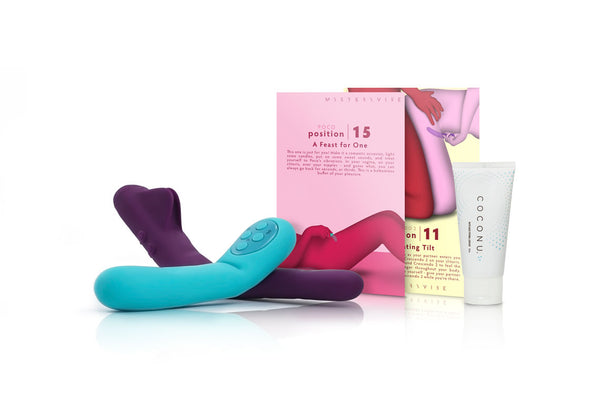 Everything you need for a not-so-quiet night in: the revolutionary bendable vibrators - Crescendo & Poco, with the beautiful Playcards and luxurious lube.