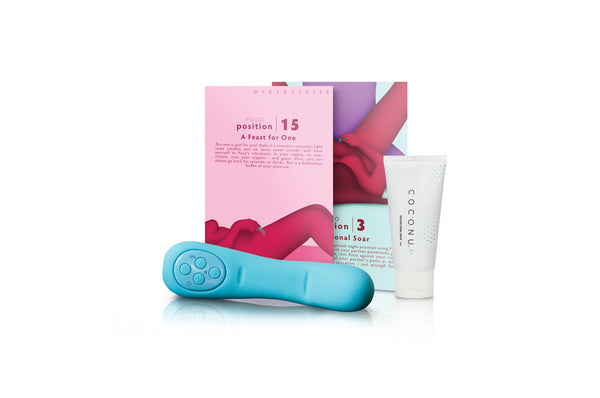 Everything you need for a not-so-quiet night in: the revolutionary compact targeted G-Spot vibrator, Poco, the beautiful Playcards and luxurious lube.